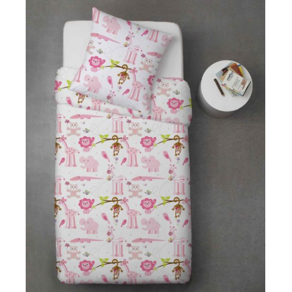 Obrázek pro Detské bavlnené obliečky - zoo ružová